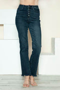 Judy Blue Full Size Button Fly Hem Destroy Straight Jeans - Hovatok
