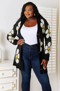 Perfee Floral Button Down Longline Cardigan - Hovatok