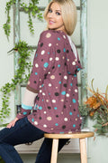 Celeste Full Size Polka Dot Drawstring Hoodie - Hovatok