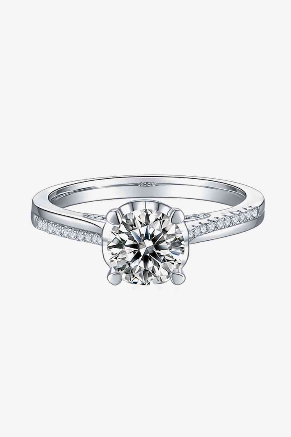 Adored 1 Carat Moissanite 925 Sterling Silver Side Stone Ring - Hovatok