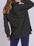ฺHigh-Low Quarter Zip Long Sleeve Sweatshirt - Hovatok
