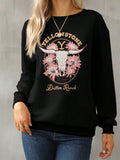 Graphic Round Neck Long Sleeve Sweatshirt - Hovatok