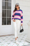 Angel Wings Color Block Round Neck Dropped Shoulder Sweater - Hovatok
