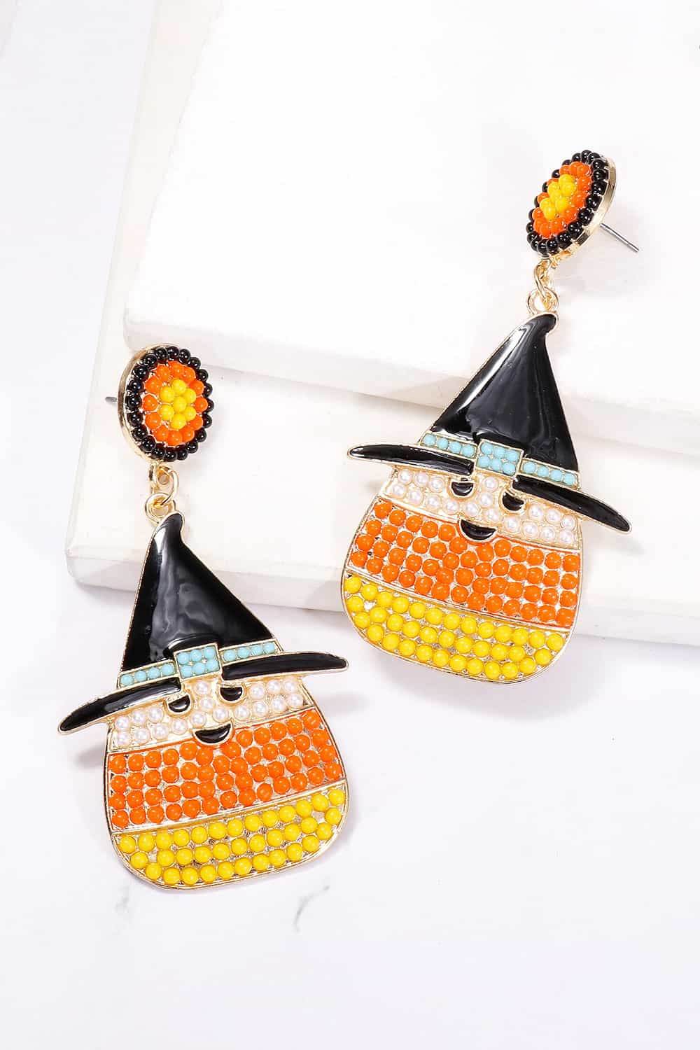 Witch's Hat Shape Synthetic Pearl Dangle Earrings - Hovatok