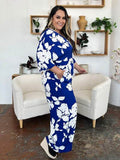 Double Take Full Size Printed Tie Back Wide Leg Jumpsuit - Hovatok