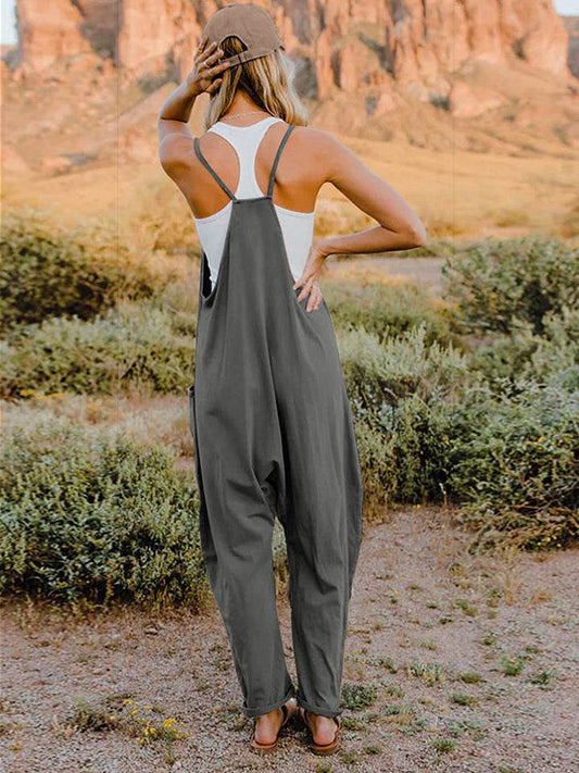 Double Take Full Size Sleeveless V-Neck Pocketed Jumpsuit - Hovatok