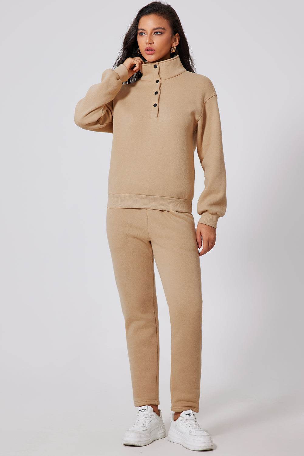 Half Snap Turtleneck Top and Pants Active Set - Hovatok