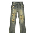 Distressed Mid Rise Jeans with Pockets - Hovatok