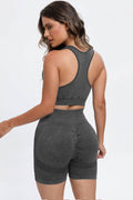 3 Piece Washed Square Neck Wide Strap Active Set - Hovatok