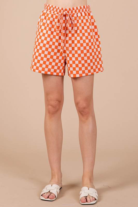 Ces Femme Checkered Round Neck Top and Shorts Set - Hovatok