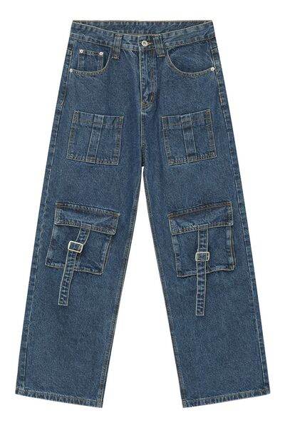 Mid Rise Men's Jeans with Cargo Pockets - Hovatok
