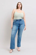 Judy Blue HW Tummy Control Vintage Wash Side Slit Slim Boot Jeans - Hovatok