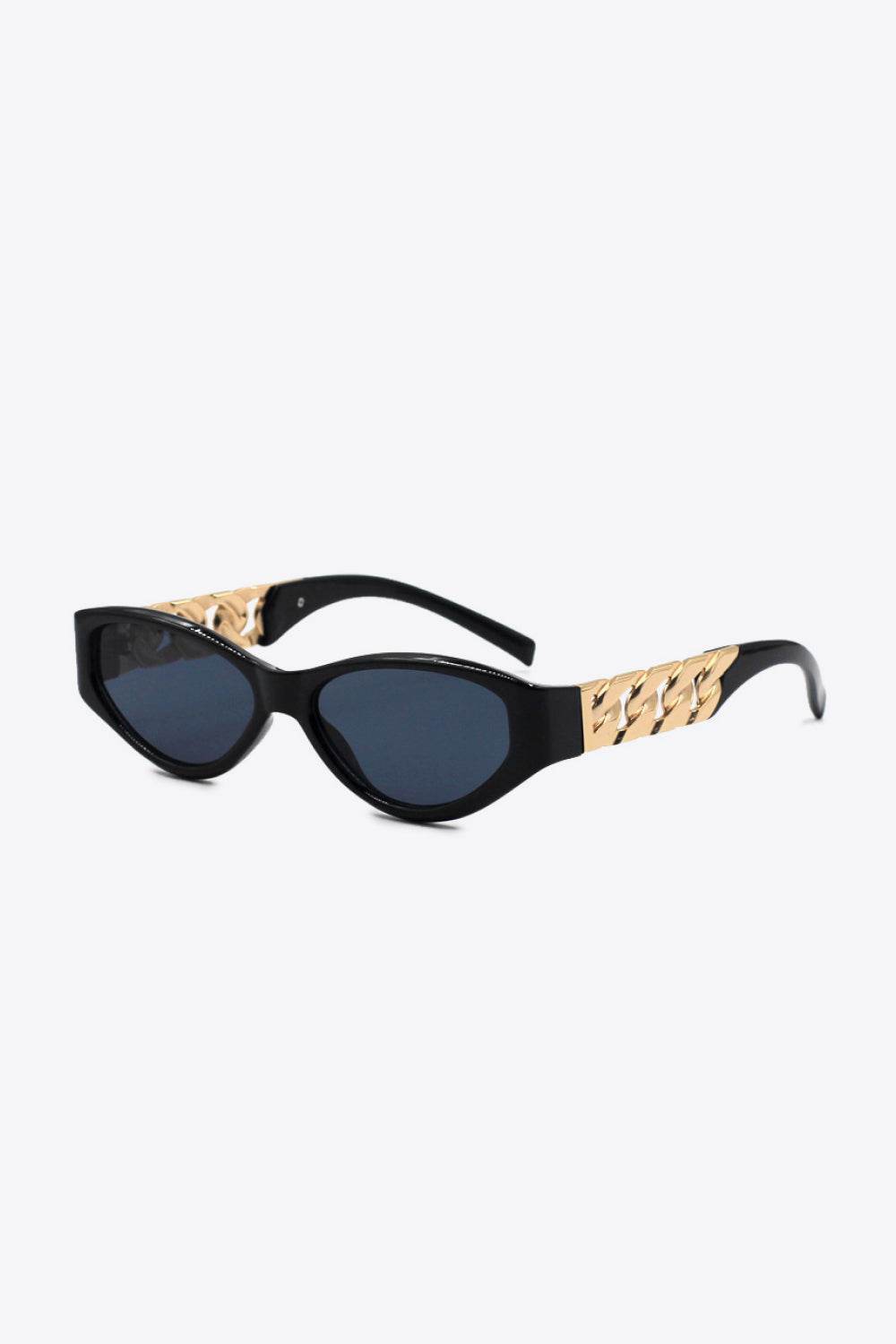 Chain Detail Temple Cat Eye Sunglasses - Hovatok