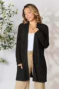 Basic Bae Full Size Ribbed Open Front Cardigan with Pockets - Hovatok