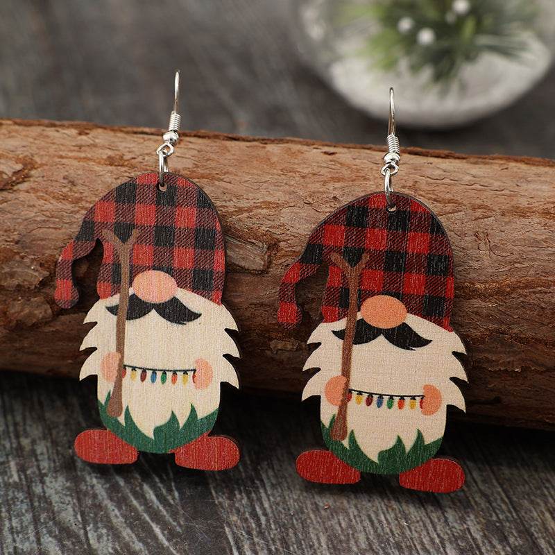 Wooden Pointed Hat Gnome Earrings - Hovatok