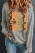 Letter Graphic Round Neck Long Sleeve Sweatshirt - Hovatok