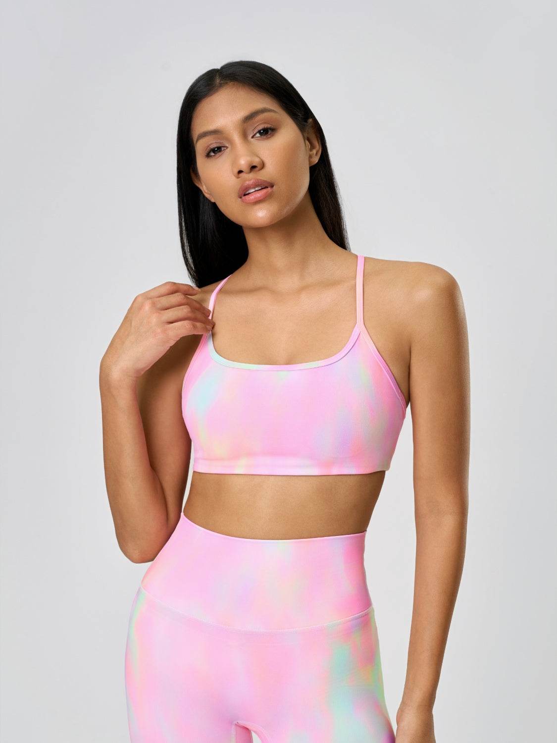 Millennia Crisscross Back Scoop Neck Active Cami with Detachable Chest Pads - Hovatok