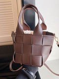 PU Leather Braided Bucket Bag - Hovatok