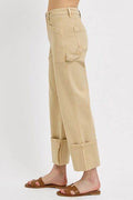 RISEN Full Size High Rise Wide Straight Cuffed Patch Jeans Plus Size - Hovatok