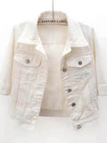 Full Size Cropped Denim Jacket Plus Size - Hovatok