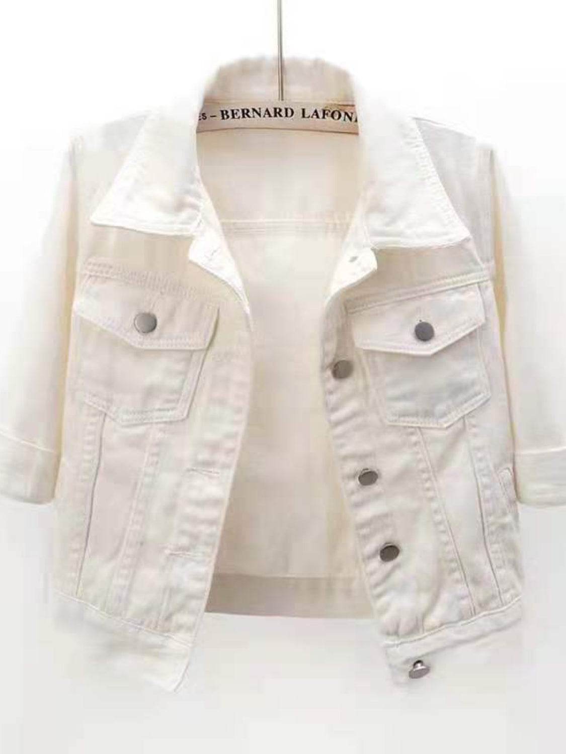 Full Size Cropped Denim Jacket Plus Size - Hovatok