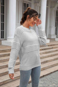Angel Wings Round Neck Openwork Long Sleeve Pullover Sweater - Hovatok