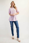 Celeste Full Size Gingham Print Top With Puff Sleeves Plus Size - Hovatok