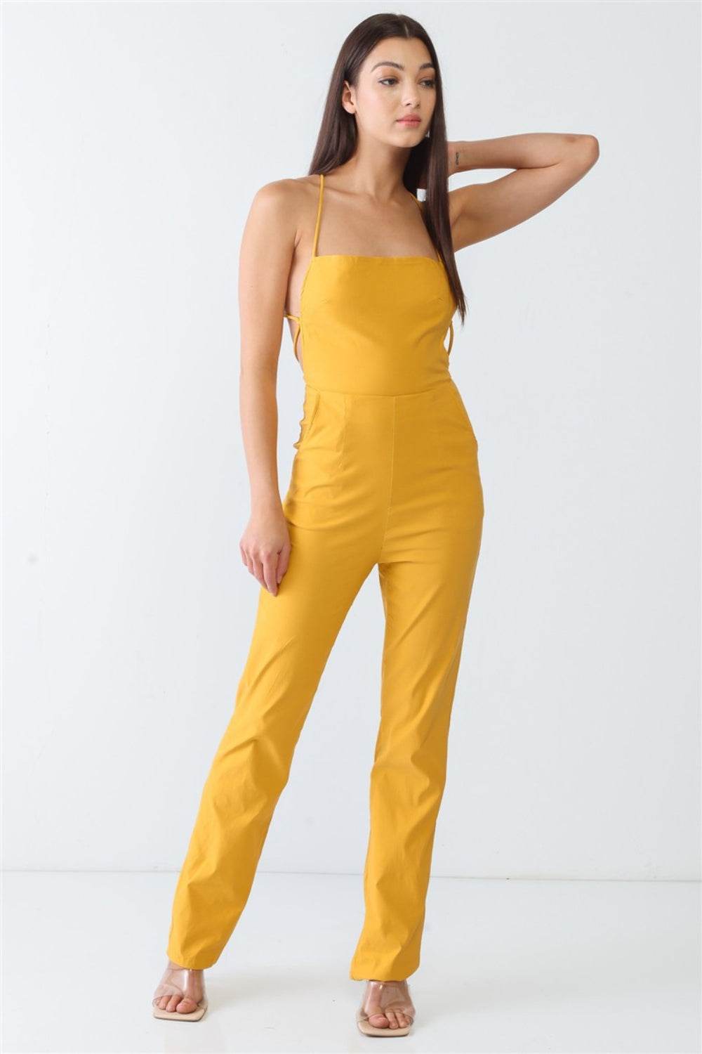 Doreli Group Backless Tied Spaghetti Strap Sleeveless Jumpsuit - Hovatok