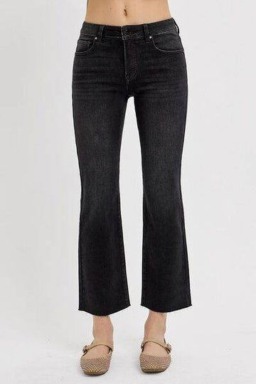 RISEN Tummy Control Mid Rise Crop Straight Jeans - Hovatok