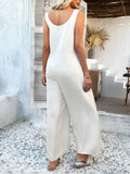 Devine Button Front Knotted Strap Wide Leg Jumpsuit - Hovatok