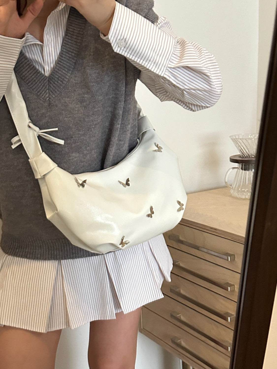 Butterfly Ruched Strap Shoulder Bag - Hovatok