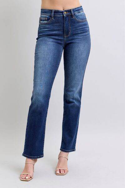 Judy Blue Full Size Washed Straight Leg Jeans with Pockets - Hovatok