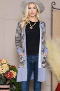 Celeste Full Size Camouflage Button Up Long Sleeve Cardigan Plus Size - Hovatok