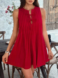 Devine Pleated Sleeveless Mini Dress - Hovatok