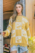 And The Why Checkerboard Sweater with Yin Yang Pattern - Hovatok