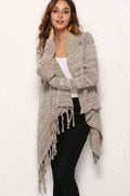 Angel Wings One-Button Tassel Tie Asymmetrical Hem Cardigan - Hovatok
