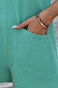 Mandy Round Neck Sleeveless Front Pocket Romper - Hovatok