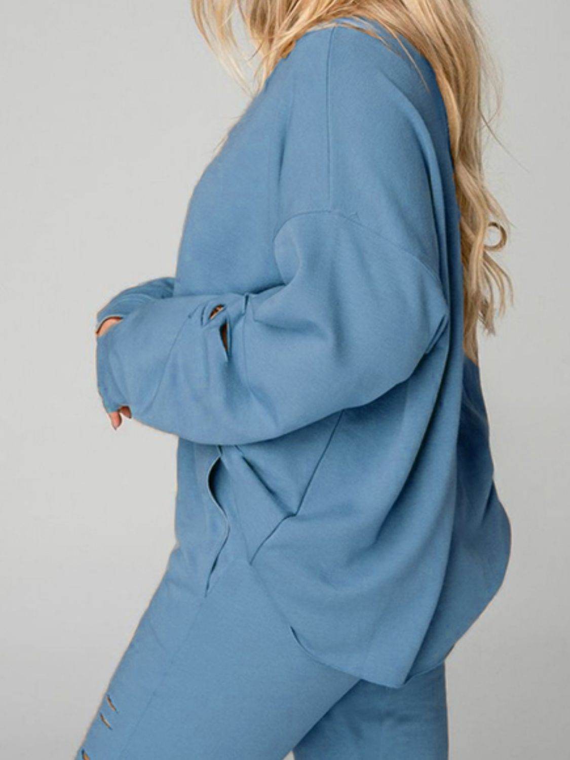 Distressed Sweatshirt and Joggers Set - Hovatok