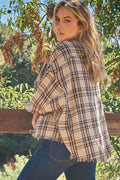 And The Why Full Size Button Up Raw Hem Plaid Shirt - Hovatok