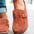 Round Toe Low Heel Buckle Loafers - Hovatok