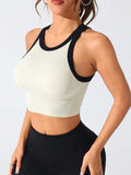Contrast Trim Round Neck Active Tank - Hovatok