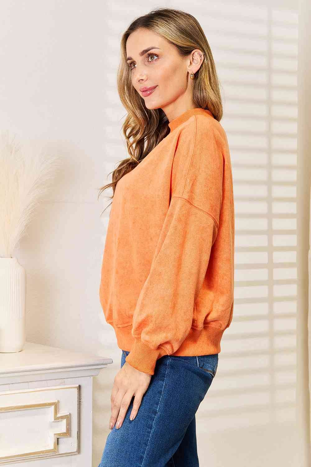 Basic Bae Round Neck Dropped Shoulder Sweatshirt - Hovatok