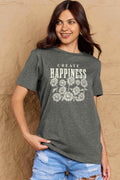 Simply Love Full Size CREATE HAPPINESS Graphic Cotton T-Shirt - Hovatok