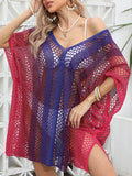 Openwork Contrast V-Neck Cover-Up - Hovatok