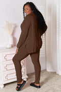 Basic Bae Full Size V-Neck Soft Rayon Long Sleeve Top and Pants Lounge Set - Hovatok