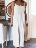 Full Size Smocked Spaghetti Strap Wide Leg Jumpsuit - Hovatok