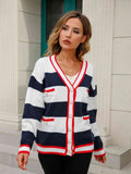 Angel Wings Striped Button Down Cardigan - Hovatok