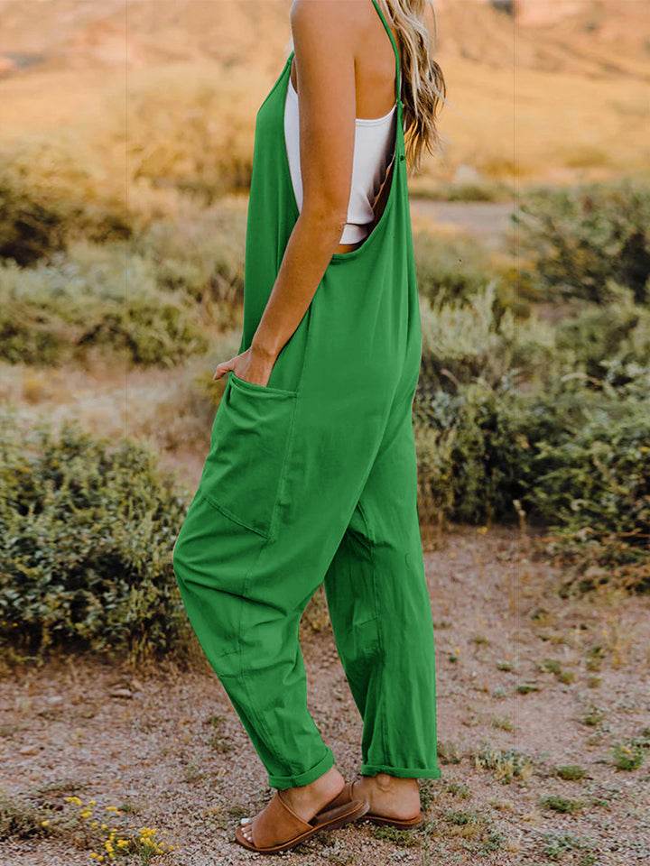 Double Take Full Size Sleeveless V-Neck Pocketed Jumpsuit - Hovatok