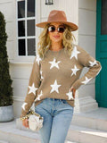 Angel Wings Star Round Neck Dropped Shoulder Sweater - Hovatok