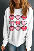 Valentine's Day Heart Round Neck Long Sleeve Sweatshirt - Hovatok
